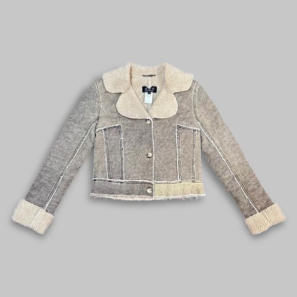 ABS by Allen Schwartz Gray Sherpa-Lined Cropped Jacket - Women’s Size 6